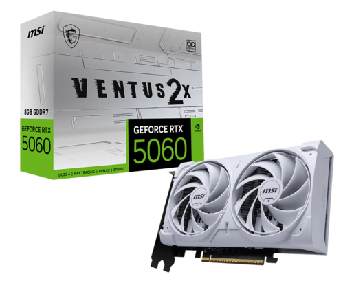 MSI grafička kartica GeForce RTX 5060 VENTUS 2X OC, 8GB GDDR7, 128-bit, bijela