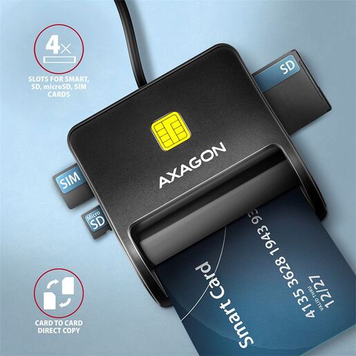 AXAGON čitač pametnih kartica CRE-SM3SD, USB 2.0