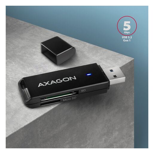AXAGON čitač memorijskih kartica CRE-S2N, USB 3.2 Gen 1, SD/microSD