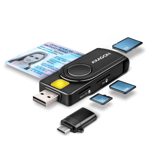 AXAGON čitač pametnih kartica CRE-SMP2A Pocket Reader, USB 2.0