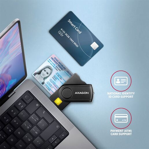 AXAGON čitač pametnih kartica CRE-SMP2A Pocket Reader, USB 2.0