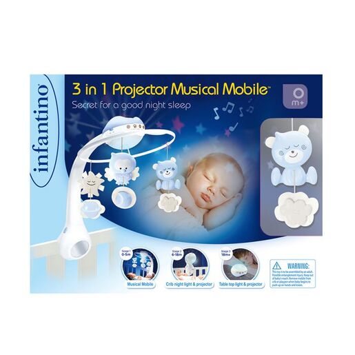 Infantino muzički vrtuljak sa projektorom i noćnim svjetlom 3 u 1, plavi