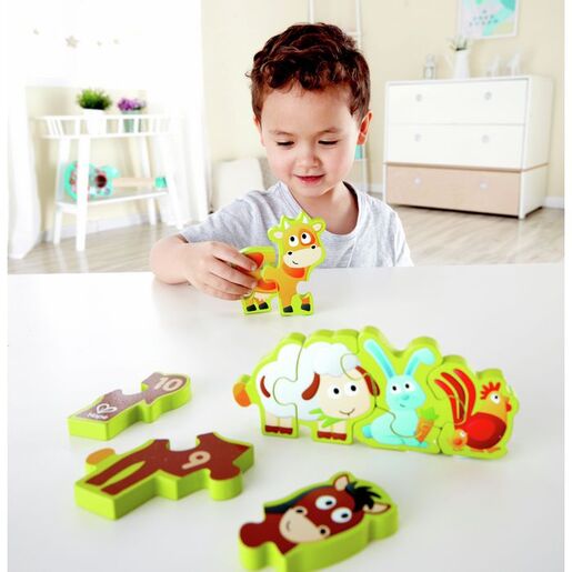 Hape Drvene puzzle brojevi i domaće životinje