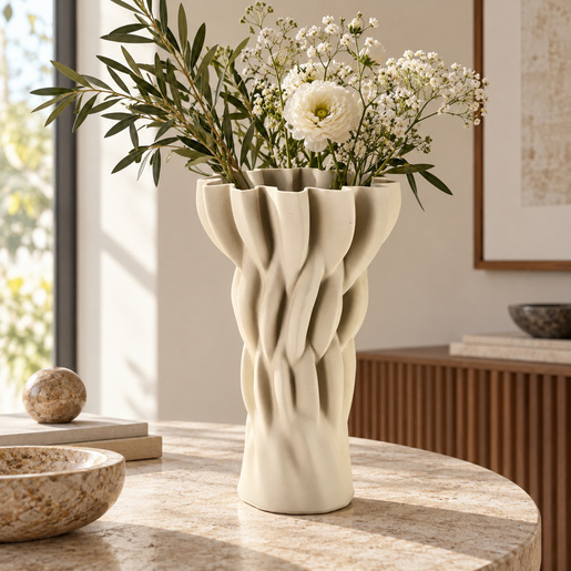 Bizzotto okrugla vaza Reiko 48 cm, bež