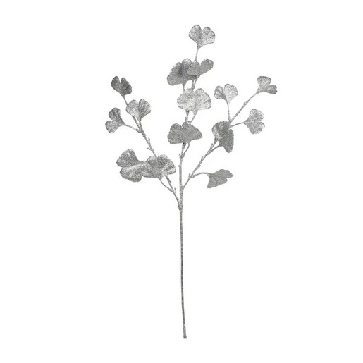 Bizzotto novogodišnja ukrasna grana Gingko 70 cm, srebrna