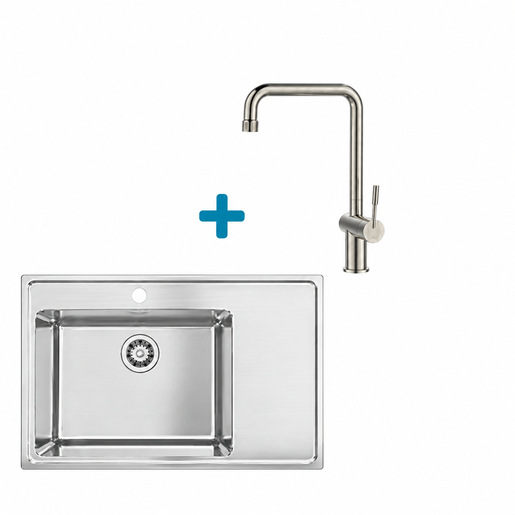 Alveus set: lijevi sudoper ONE 50 i česma Flora – inox