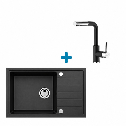 Alveus set: sudoper INTERMEZZO 130 i česma Siros-P – antracit