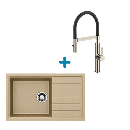 Alveus set: reverzibilni sudoper CADIT 40 i česma Mirage-PS – bež/inox