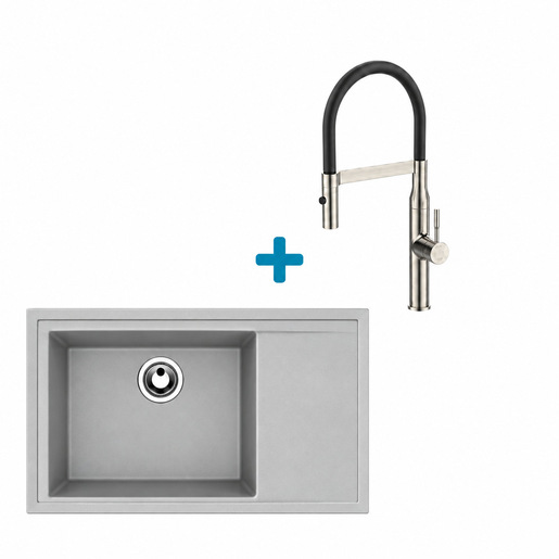 Alveus set: desni sudoper PURE-G 70 i česma Mirage-PS – siva/inox