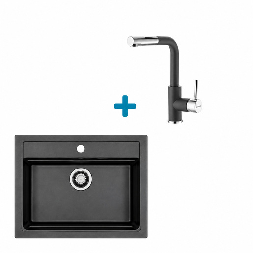 Alveus set: sudoper ATROX 30 i česma Siros-P – antracit