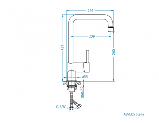 Alveus set: sudoper FORM 40 i česma Stella – inox