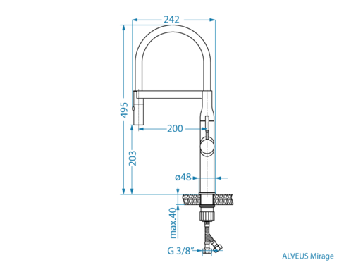 Alveus set: reverzibilni sudoper CADIT 40 Black Edition i česma Mirage-PS – crna/inox