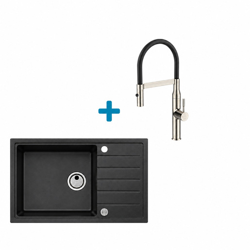 Alveus set: sudoper OMNI 30 Black Edition i česma Mirage-PS – crna/inox
