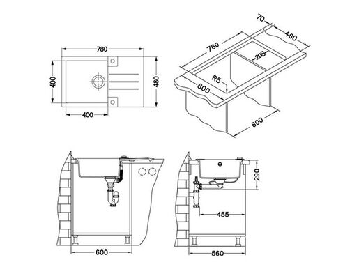 Alveus set: sudoper ROCK 130 i česma Mirage-PS – antracit/inox