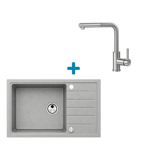 Alveus set: sudoper INTERMEZZO 130 i česma Siros-P – siva