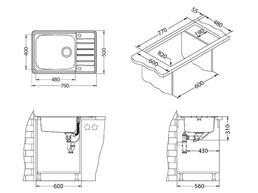Alveus set: sudoper PRAKTIK 120 i česma Flora – inox