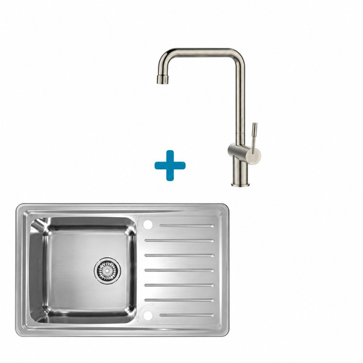 Alveus set: reverzibilni sudoper GALEO 20 i česma Flora – inox