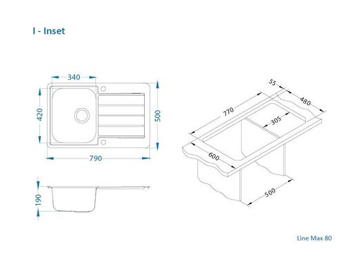 Alveus set: sudoper LINE MAX 80 i česma Nova-PS – inox
