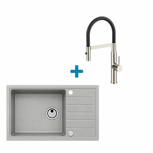 Alveus set: sudoper INTERMEZZO 130 i česma Mirage-PS – siva/inox