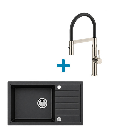 Alveus set: lijevi sudoper PURE-G 70 i česma Mirage-PS – bijela/inox