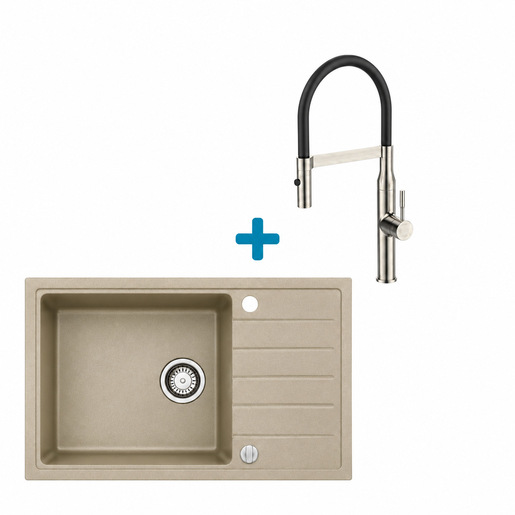 Alveus set: sudoper INTERMEZZO 130 i česma Mirage-PS – bež/inox