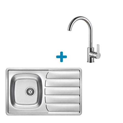 Alveus set: reverzibilni sudoper ZOOM 20 i česma Tonia – inox/krom