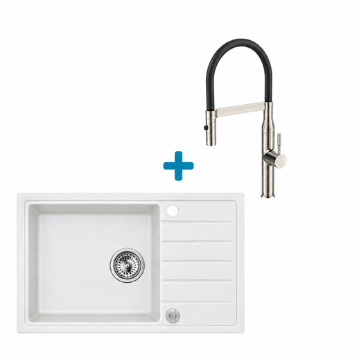 Alveus set: sudoper ROCK 130 i česma Mirage-PS – bijela/inox
