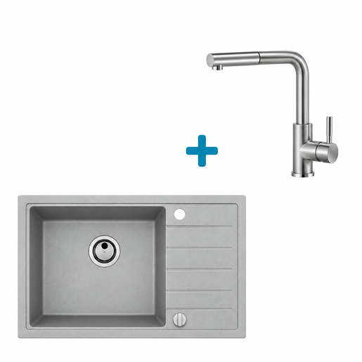Alveus set: lijevi sudoper PURE-G 70 i česma Siros-P – siva