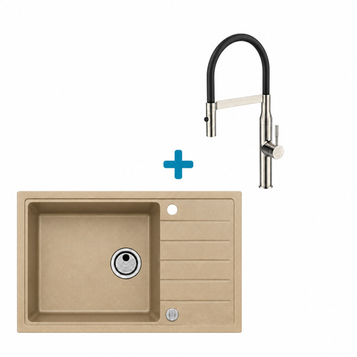 Alveus set: sudoper ATROX 30 i česma Mirage-PS – bež/inox