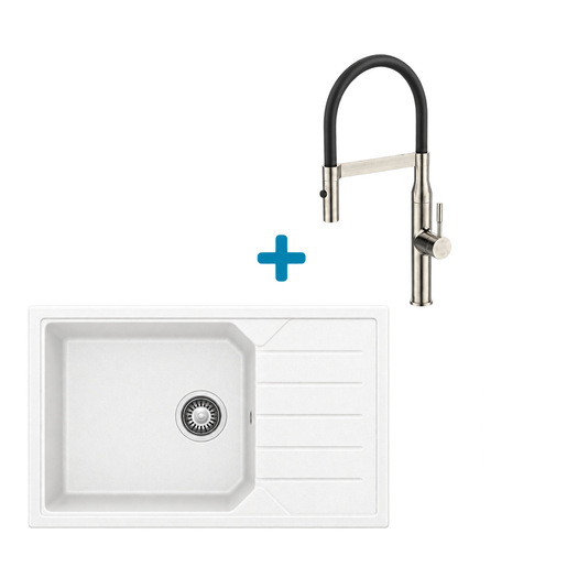 Alveus set: sudoper RECORD 40 i česma Mirage-PS – bijela/inox