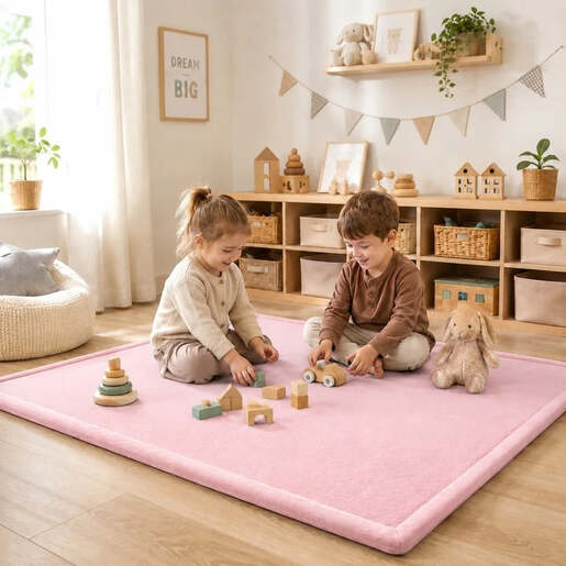 KINDER HOME LOLA dječiji tepih od memorijske pjene 150 × 200 × 3,5 cm, roza GH-MM-02