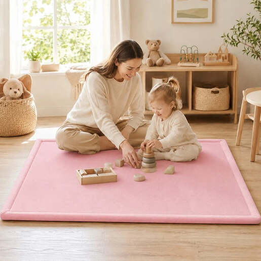 KINDER HOME LOLA dječiji tepih od memorijske pjene 150 × 200 × 3,5 cm, roza GH-MM-02