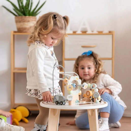 KINDER HOME Dječiji drveni edukativni sto sa lavirintom i perlicama V12D626
