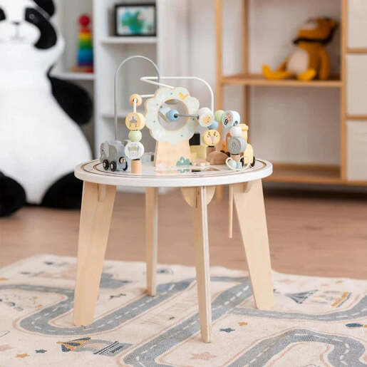 KINDER HOME Dječiji drveni edukativni sto sa lavirintom i perlicama V12D626