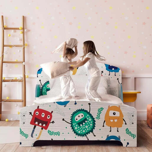 KINDER HOME dječiji drveni krevet MONSTER 70 × 140 cm sa zaštitom od pada TF-6050