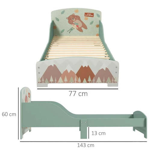 KINDER HOME dječiji drveni krevet ŠUMA 70 × 140 cm sa zaštitom od pada TF-6805