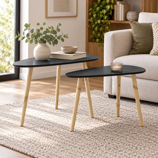 INART set stolova 2/1 80 × 40 × 50 cm, prirodna boja/crni