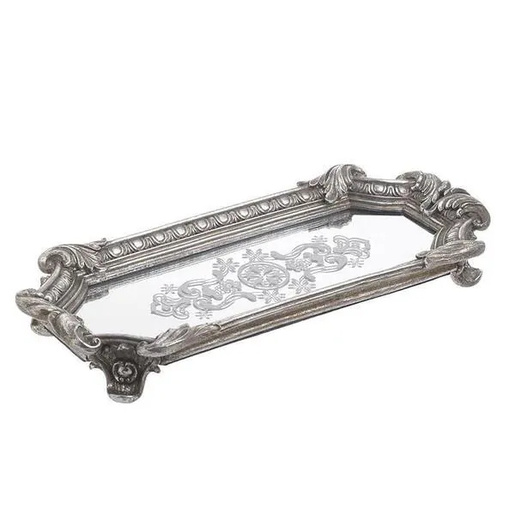 INART dekorativna tacna s ogledalom 32 × 15 × 5 cm, srebrna