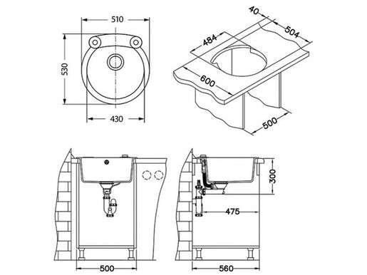 Alveus sudoper Roll 10 G22, Terra, Ø510 × 530 mm, Granital, 1090966