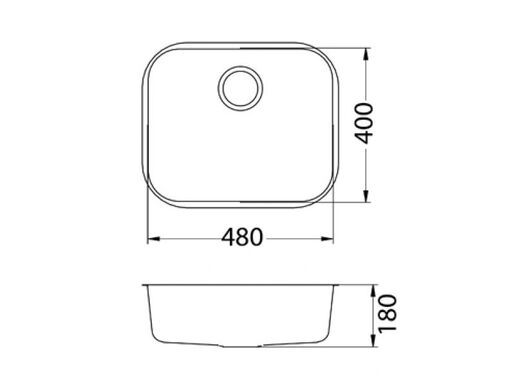 Alveus sudoper Variant 10, 480 × 400 mm, dubina 180 mm, satinirani inox, 1042481