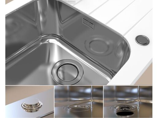 Alveus sudoper Glassix Up 20, crno staklo, 860 × 500 mm, inox i kaljeno staklo, 1123823