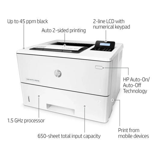 HP LaserJet Pro M501dn, J8H61A, A4 mono laserski printer, 43 str/min, automatski duplex, USB, Gigabit LAN