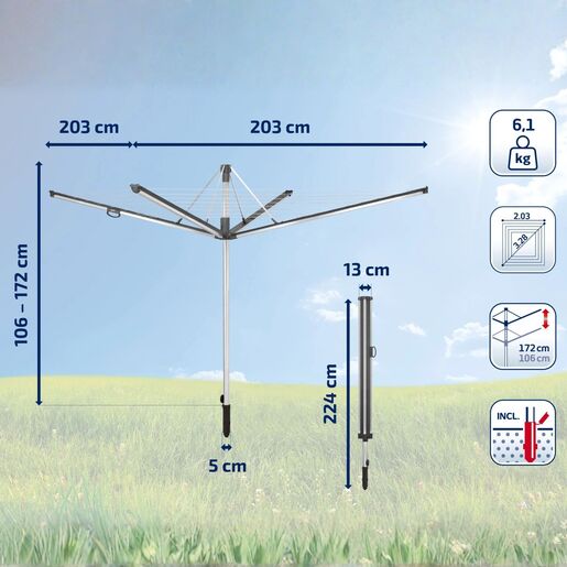 Leifheit vrtno rotirajuće sušilo Linomatic 500 Easy, 50 m / 85276L