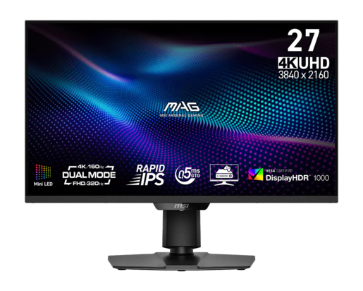 MSI gaming monitor MAG 274UPDF E16M, 27", 4K UHD 160Hz, Rapid IPS Mini-LED, NVIDIA G-Sync Compatible, AMD FreeSync Premium, 0.5ms