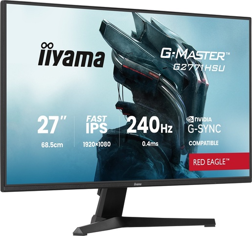 IIYAMA G-Master Red Eagle gaming monitor G2771HSU-B1, 27" FullHD Fast IPS 350 cd/m2, NVIDIA G-Sync Compatible, 240Hz, 0.4ms