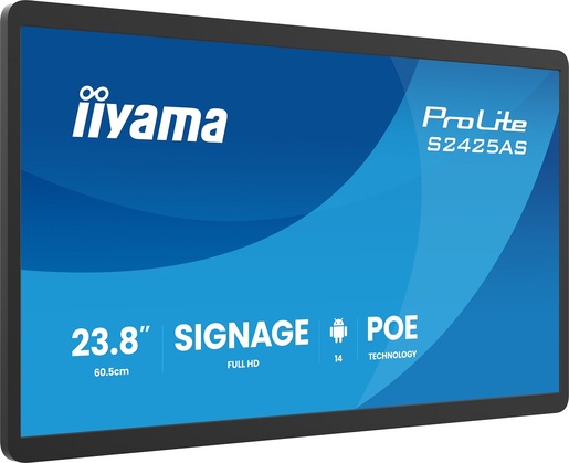 IIYAMA monitor S2425AS-B1P, 23.8", FullHD, IPS Touch, 500 cd/m2, Android 14, 4GB RAM, 32GB memorije, 14ms