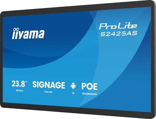 IIYAMA monitor S2425AS-B1P, 23.8", FullHD, IPS Touch, 500 cd/m2, Android 14, 4GB RAM, 32GB memorije, 14ms