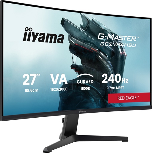 IIYAMA G-Master Red Eagle gaming monitor GC2784HSU-B1 zakrivljeni, 27", FullHD, VA, 350 cd/m2, AMD FreeSync Premium, HDR10, 240Hz, 0.7ms