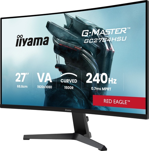 IIYAMA G-Master Red Eagle gaming monitor GC2784HSU-B1 zakrivljeni, 27", FullHD, VA, 350 cd/m2, AMD FreeSync Premium, HDR10, 240Hz, 0.7ms