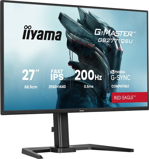 IIYAMA G-Master Red Eagle gaming monitor GB2771QSU-B1, 27" WQHD Fast IPS 350 cd/m2, NVIDIA G-Sync Compatible, 200Hz, 0.5ms